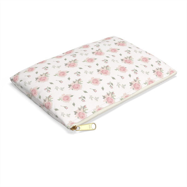 Boho Chic floral pattern in pink and green  - Accessory Pouch Available in Two Sizes