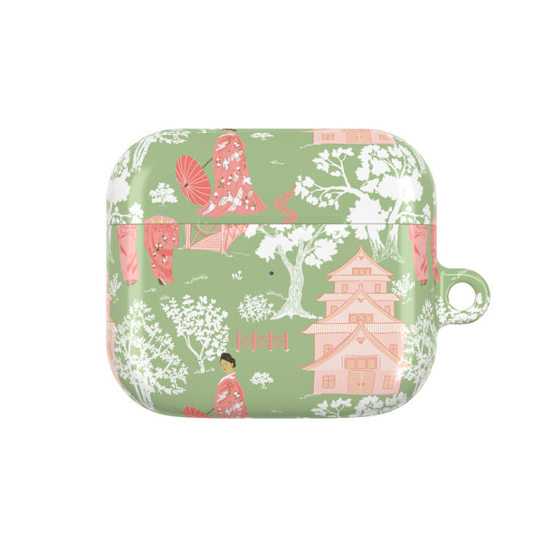 Chinoiserie Green and Pink Vintage Pattern AirPod Case, , Gift for Her, Cute Accessories, AirPods Cover, Grand Millennial