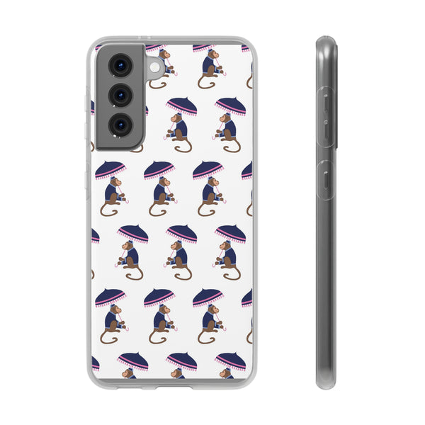 Flexible Phone Case - Preppy Chinoiserie Monkey Pattern  iphone Samsung clear access to all ports and functions