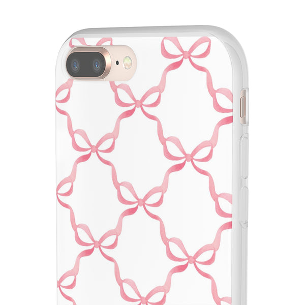 Flexible Phone Case - Preppy Chinoiserie Watercolor Bows iphone Samsung clear access to all ports and functions