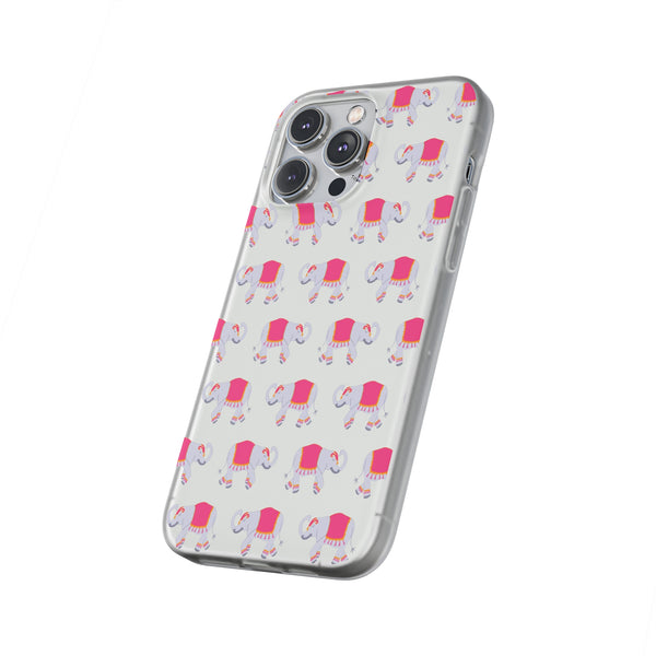 Flexible Phone Case - Preppy Chinoiserie Elephant Pattern  iphone Samsung clear access to all ports and functions
