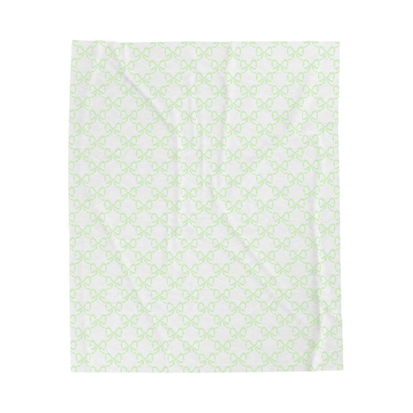 Blanket, Preppy Bows Green Watercolor , Three Sizes, Made in USA