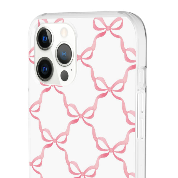 Flexible Phone Case - Preppy Chinoiserie Watercolor Bows iphone Samsung clear access to all ports and functions