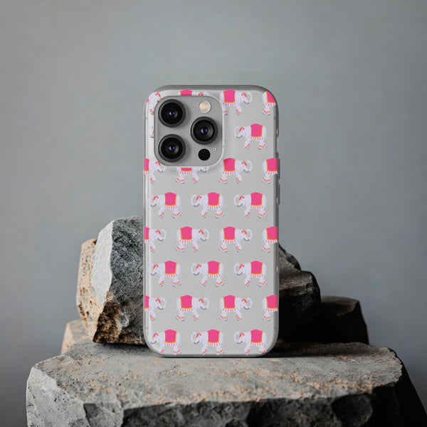 Flexible Phone Case - Preppy Chinoiserie Elephant Pattern  iphone Samsung clear access to all ports and functions