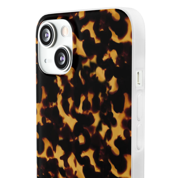 Flexible Phone Case - Tortoise Print Chic Spots leopard in classic neutral phones iphone Samsung clear access to all ports and functions
