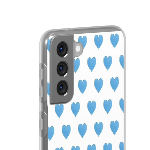 Flexible Phone Case - Preppy Hearts Watercolor Blue iPhone Protection access to all Ports & Functions Great Gift