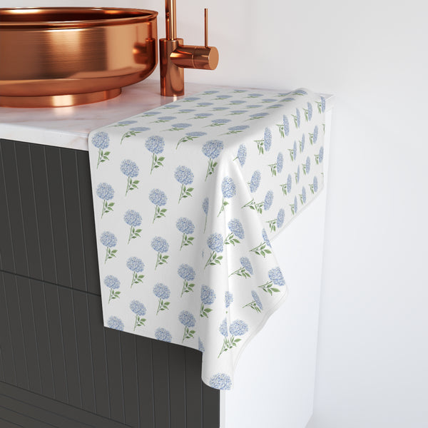 Hand Towel Blue Hydrangea Pattern