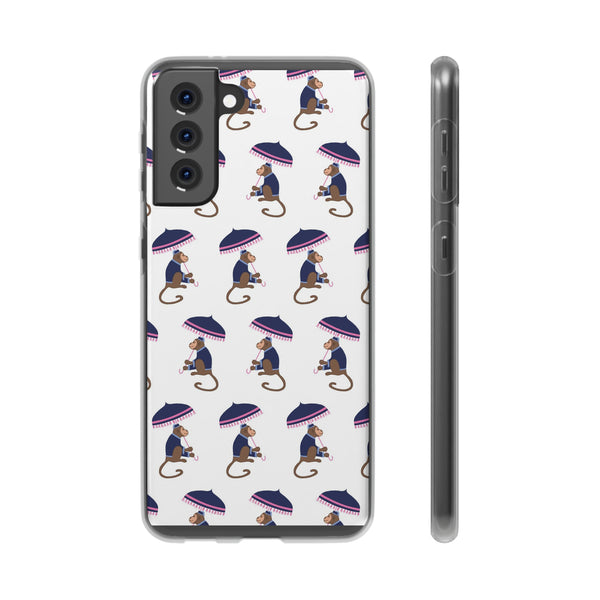 Flexible Phone Case - Preppy Chinoiserie Monkey Pattern  iphone Samsung clear access to all ports and functions