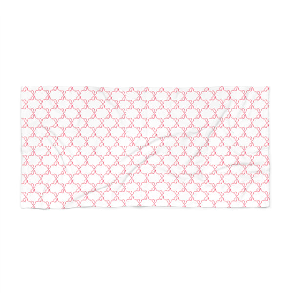 Bath or Beach Towel in Preppy Pink Bows with  - Two Sizes