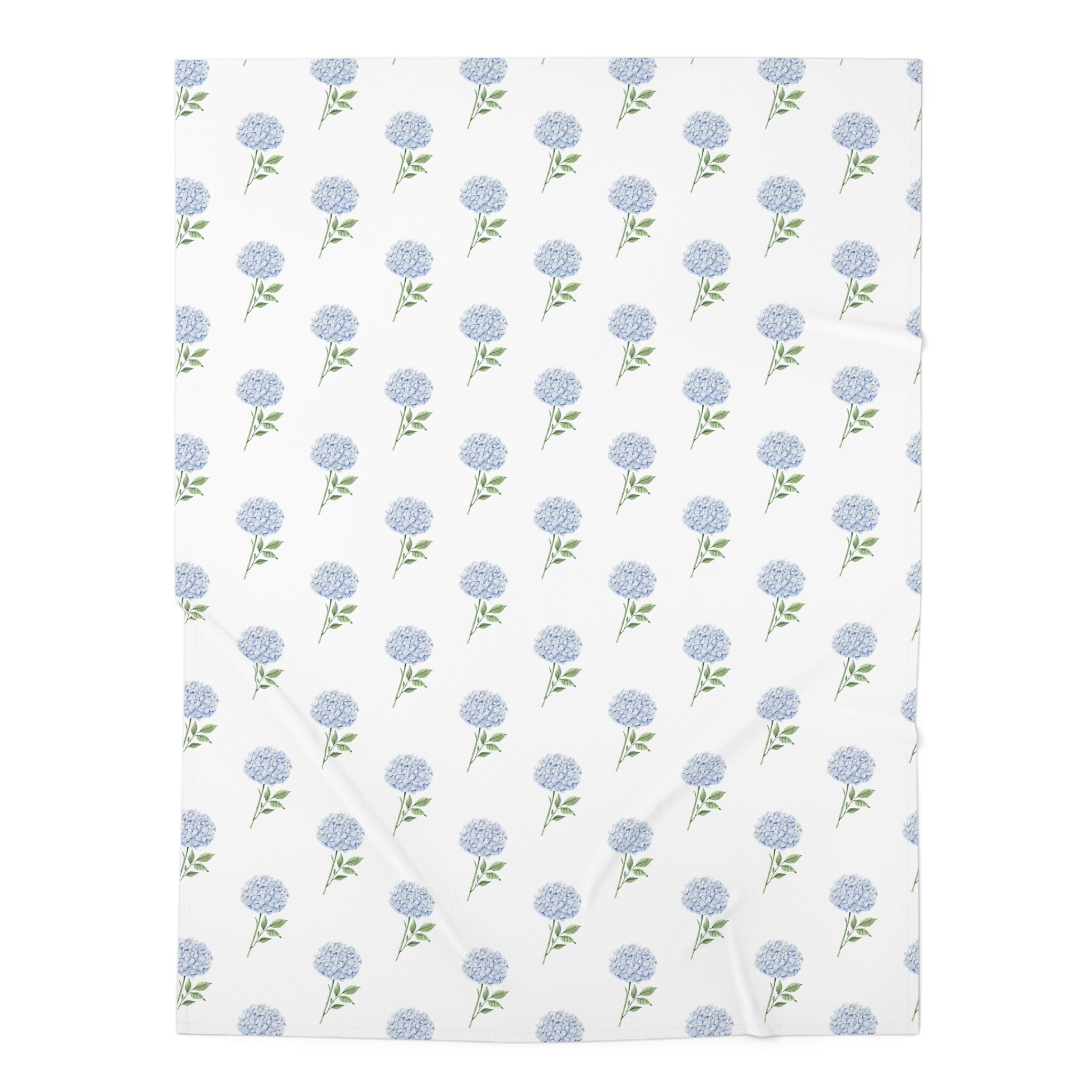 Baby Swaddle Blanket in watercolor hydrangea blue print pattern