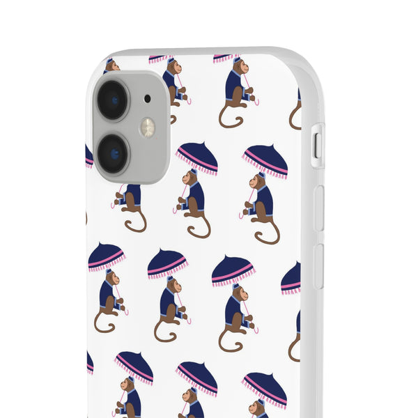 Flexible Phone Case - Preppy Chinoiserie Monkey Pattern  iphone Samsung clear access to all ports and functions