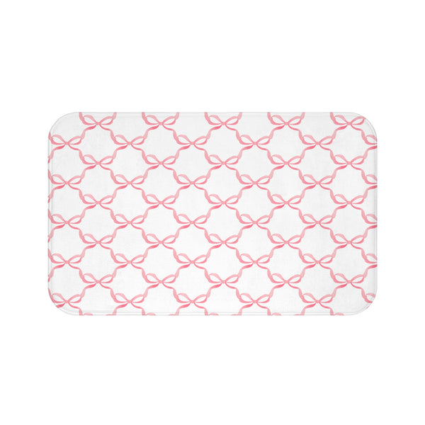 Bath Mat Watercolor Pink Bows Pattern, two sizes, anti-slip back