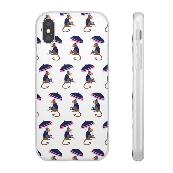 Flexible Phone Case - Preppy Chinoiserie Monkey Pattern  iphone Samsung clear access to all ports and functions
