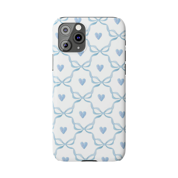 Bow and Heart Collab Print, Coquette blue and white, loveshackfancy inspired