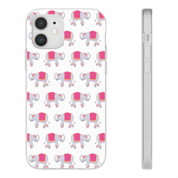 Flexible Phone Case - Preppy Chinoiserie Elephant Pattern  iphone Samsung clear access to all ports and functions