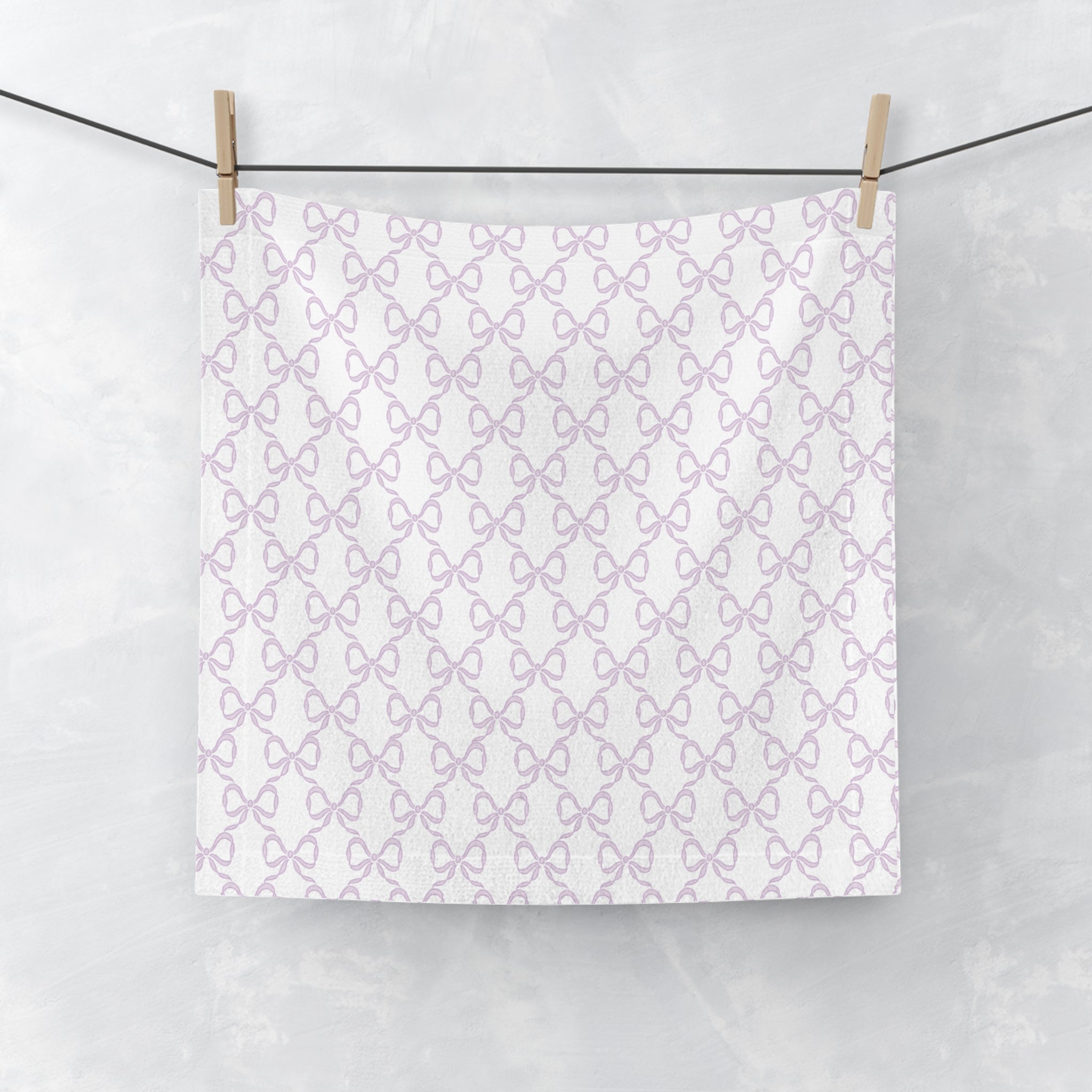 Face Towel in Preppy Hearts, Watercolor, Lilac Lavender Purple and White