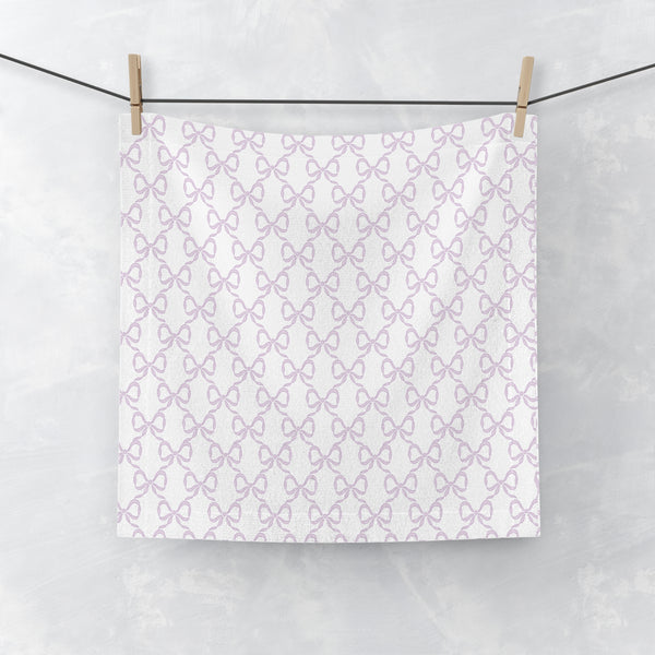 Face Towel in Preppy Hearts, Watercolor, Lilac Lavender Purple and White