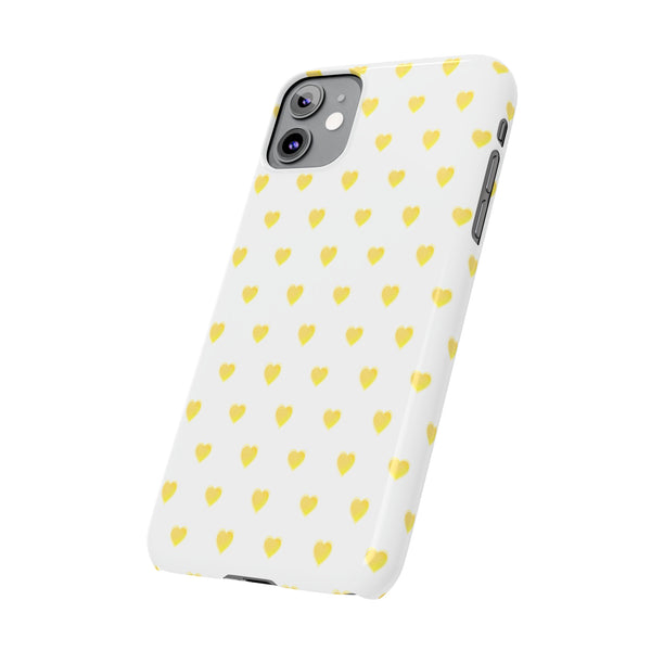 Preppy Hearts in Yellow, Heart Pattern,  Preppy Gift summer iPhone Case, Samsung Slim and Sleek, Classic, Impact Resistant Shell