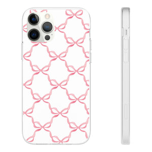 Flexible Phone Case - Preppy Chinoiserie Watercolor Bows iphone Samsung clear access to all ports and functions