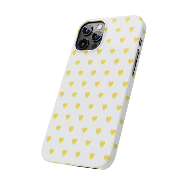 Preppy Hearts in Yellow, Heart Pattern,  Preppy Gift summer iPhone Case, Samsung Slim and Sleek, Classic, Impact Resistant Shell