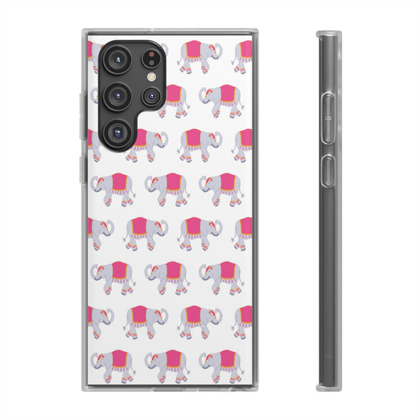 Flexible Phone Case - Preppy Chinoiserie Elephant Pattern  iphone Samsung clear access to all ports and functions