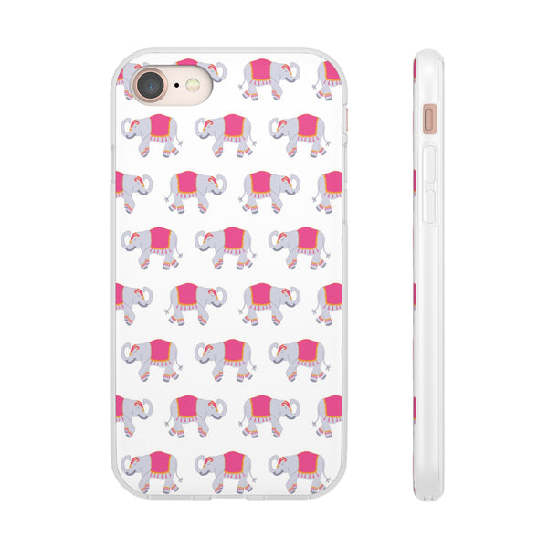 Flexible Phone Case - Preppy Chinoiserie Elephant Pattern  iphone Samsung clear access to all ports and functions