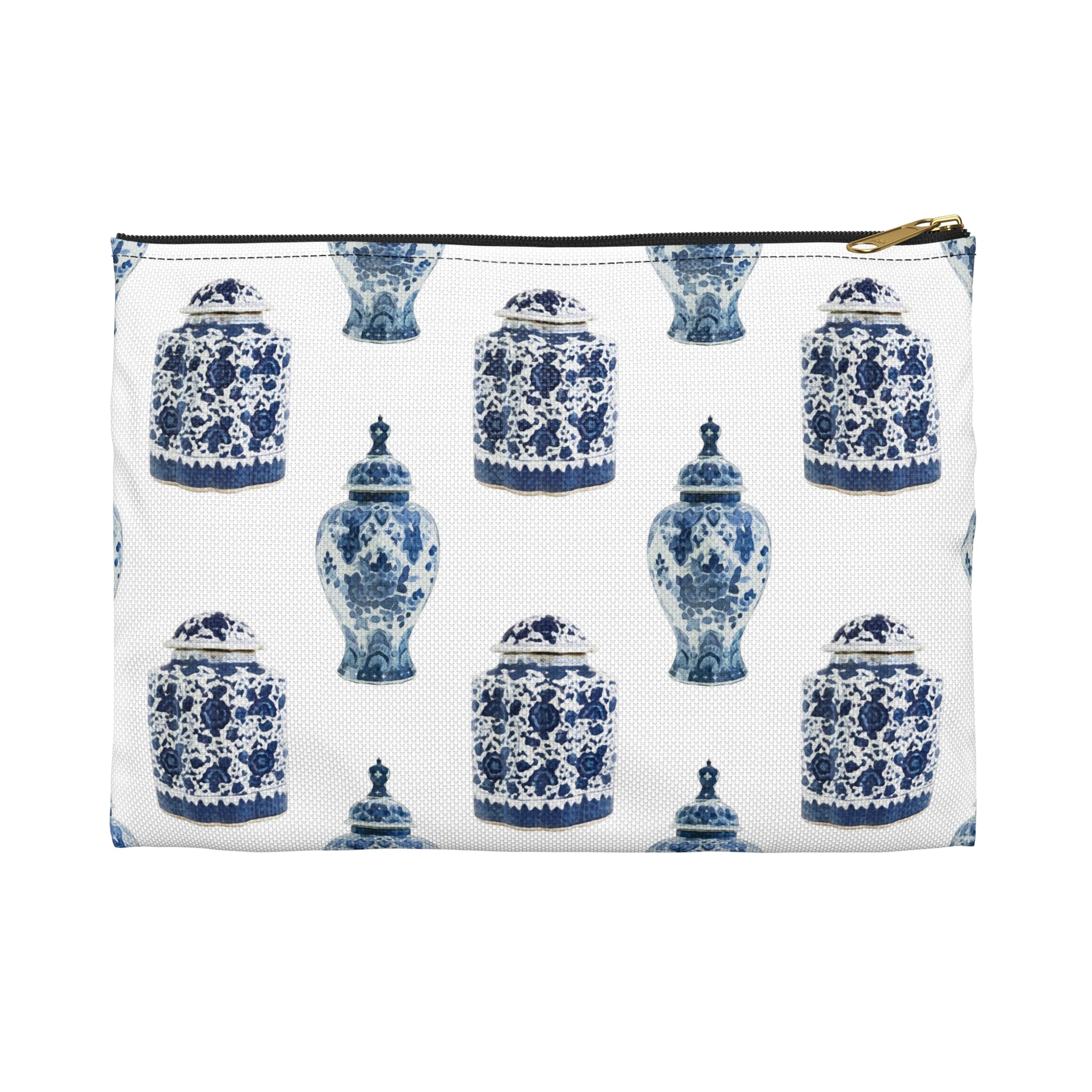 Chinoiserie Floral Blue Pattern - Accessory Pouch Available in Two Sizes
