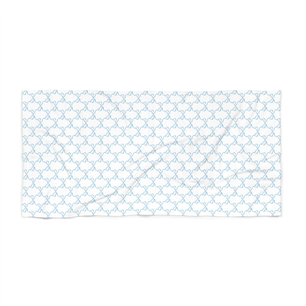 Beach or Bath Towel in Preppy Watercolor Blue Bows - Two Sizes