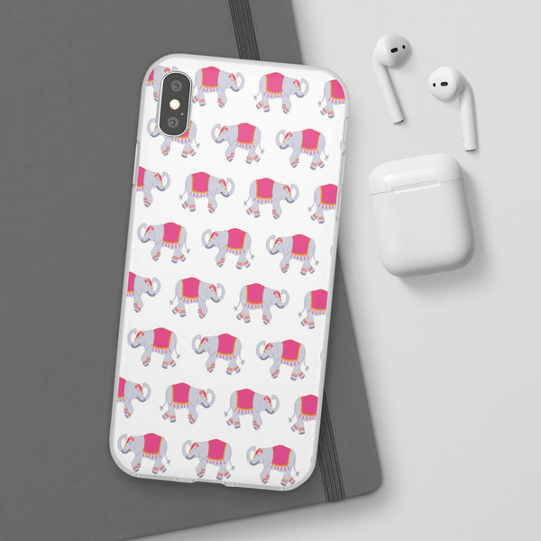 Flexible Phone Case - Preppy Chinoiserie Elephant Pattern  iphone Samsung clear access to all ports and functions