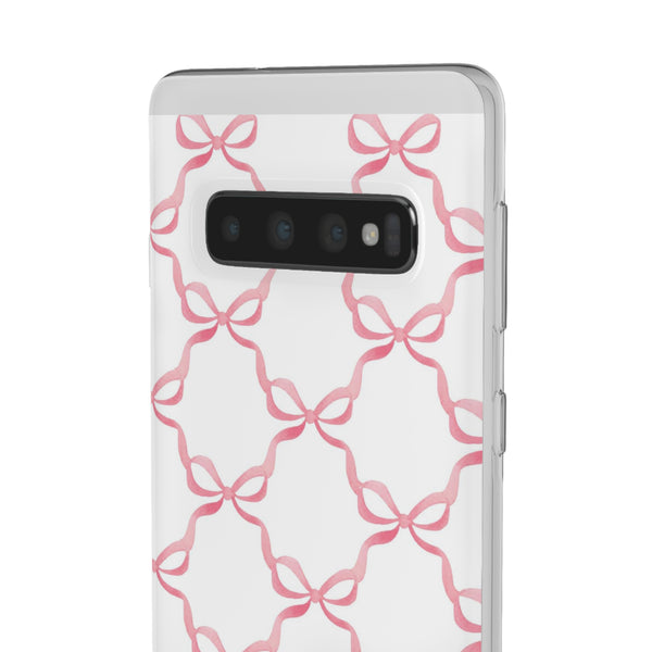 Flexible Phone Case - Preppy Chinoiserie Watercolor Bows iphone Samsung clear access to all ports and functions