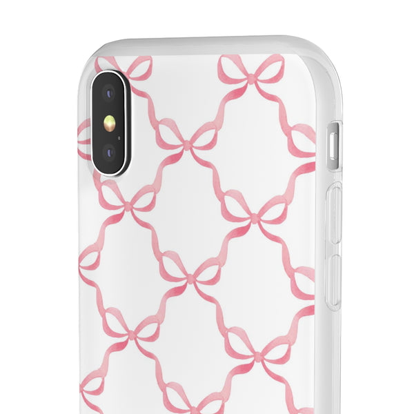 Flexible Phone Case - Preppy Chinoiserie Watercolor Bows iphone Samsung clear access to all ports and functions