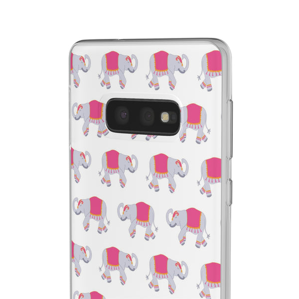 Flexible Phone Case - Preppy Chinoiserie Elephant Pattern  iphone Samsung clear access to all ports and functions
