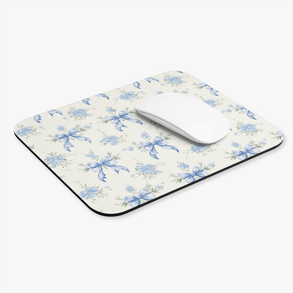Mouse Pad Preppy Blue Bows and Floral
