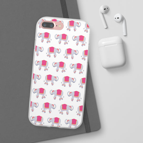 Flexible Phone Case - Preppy Chinoiserie Elephant Pattern  iphone Samsung clear access to all ports and functions