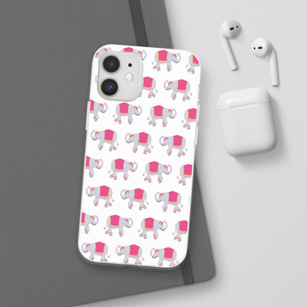 Flexible Phone Case - Preppy Chinoiserie Elephant Pattern  iphone Samsung clear access to all ports and functions