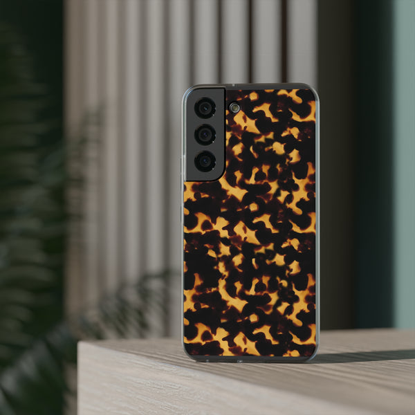 Flexible Phone Case - Tortoise Print Chic Spots leopard in classic neutral phones iphone Samsung clear access to all ports and functions