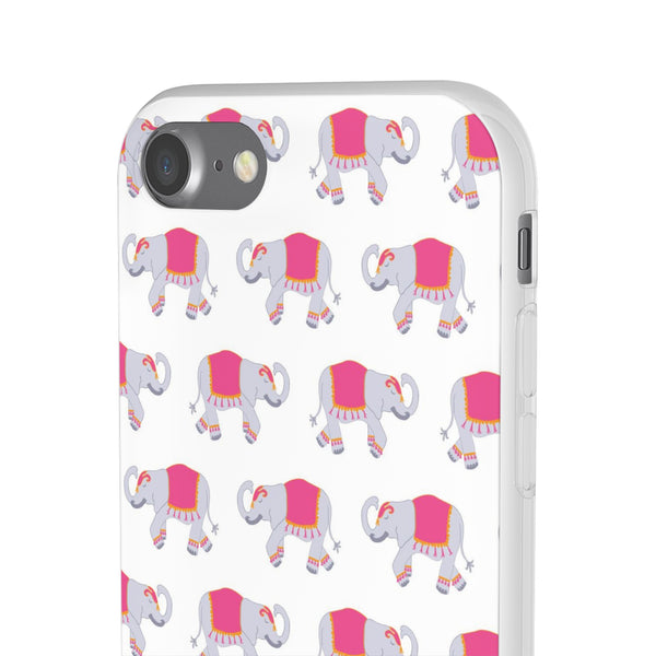 Flexible Phone Case - Preppy Chinoiserie Elephant Pattern  iphone Samsung clear access to all ports and functions