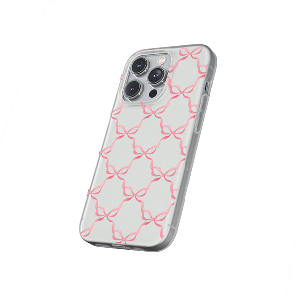 Flexible Phone Case - Preppy Chinoiserie Watercolor Bows iphone Samsung clear access to all ports and functions