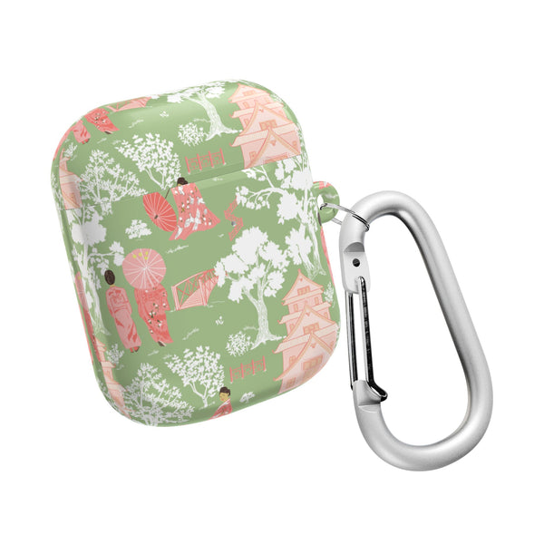 Chinoiserie Green and Pink Vintage Pattern AirPod Case, , Gift for Her, Cute Accessories, AirPods Cover, Grand Millennial