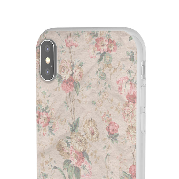 Flexible Phone Case in Romantic Floral Print - Beige, Neutral Tones