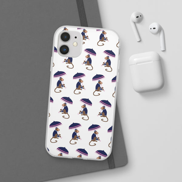 Flexible Phone Case - Preppy Chinoiserie Monkey Pattern  iphone Samsung clear access to all ports and functions
