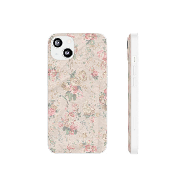 Flexible Phone Case in Romantic Floral Print - Beige, Neutral Tones