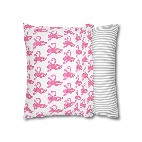 Preppy Monkey Pattern Hot Pink Pillow Cover with Zip Closure - Cover Only - Insert not included