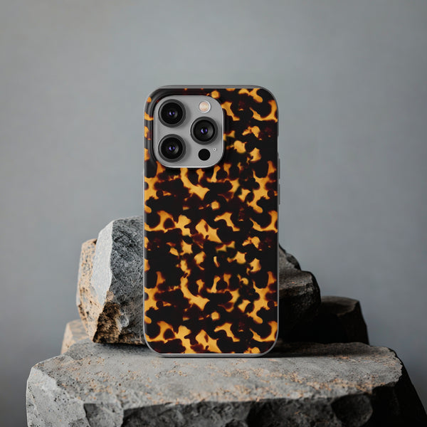 Flexible Phone Case - Tortoise Print Chic Spots leopard in classic neutral phones iphone Samsung clear access to all ports and functions
