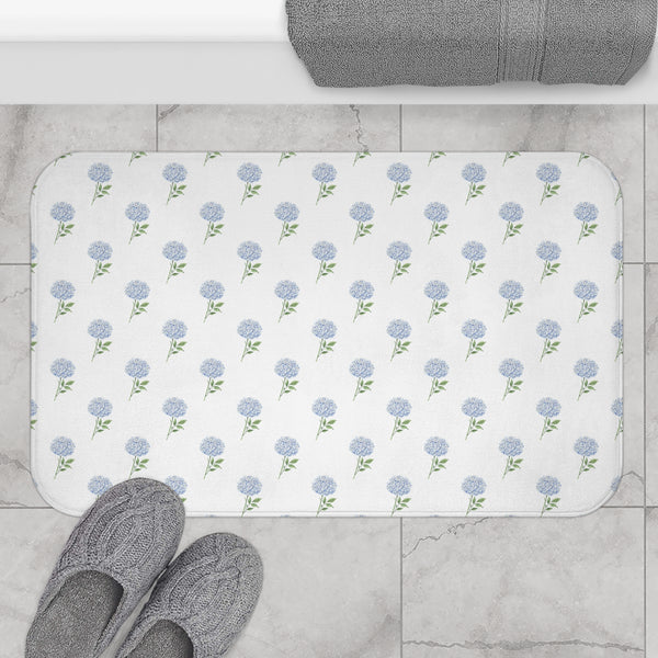 Bath Mat Hydrangea Pattern, two sizes, anti-slip back