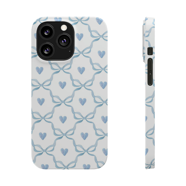 Bow and Heart Collab Print, Coquette blue and white, loveshackfancy inspired
