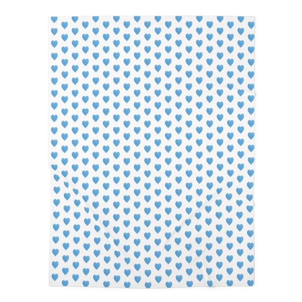 Baby Swaddle Blanket in preppy watercolor heart print pattern - blue and white for boys or girls