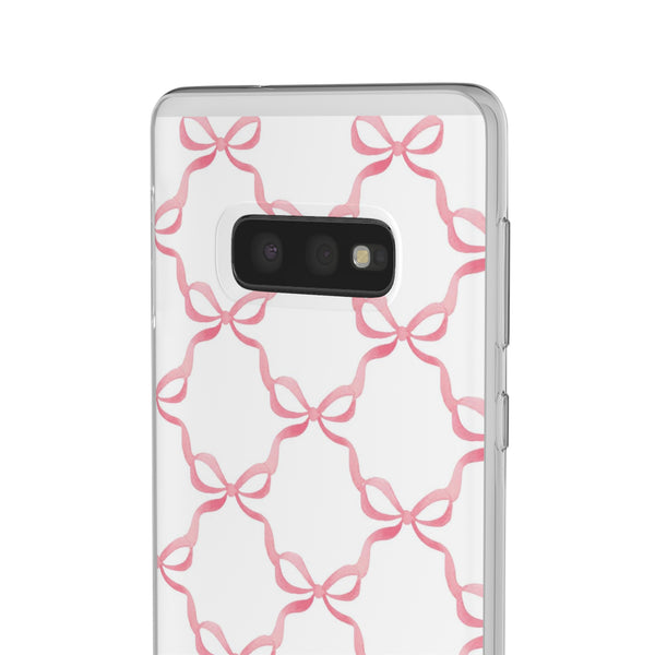 Flexible Phone Case - Preppy Chinoiserie Watercolor Bows iphone Samsung clear access to all ports and functions