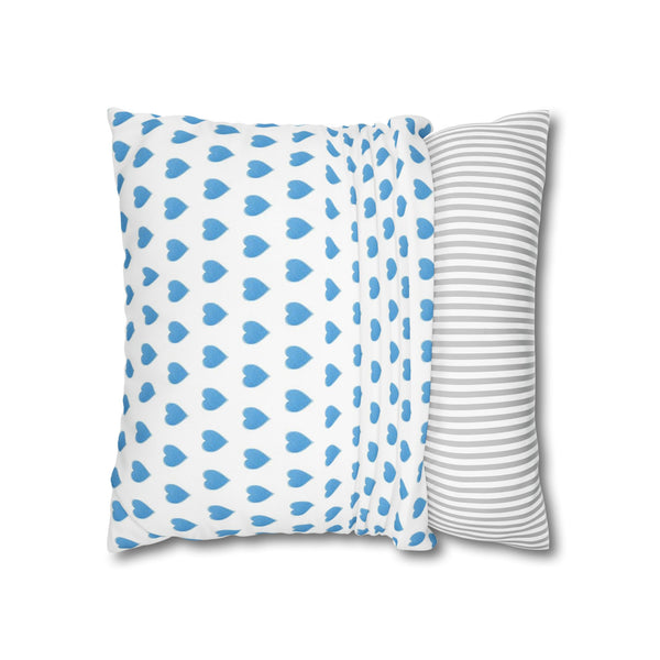 Pillow Cover, Preppy Blue Hearts design, (insert not included) for sofa or bed, 16" 18" 20" 24" 26"