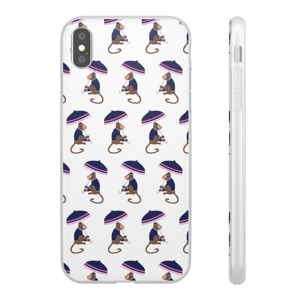 Flexible Phone Case - Preppy Chinoiserie Monkey Pattern  iphone Samsung clear access to all ports and functions